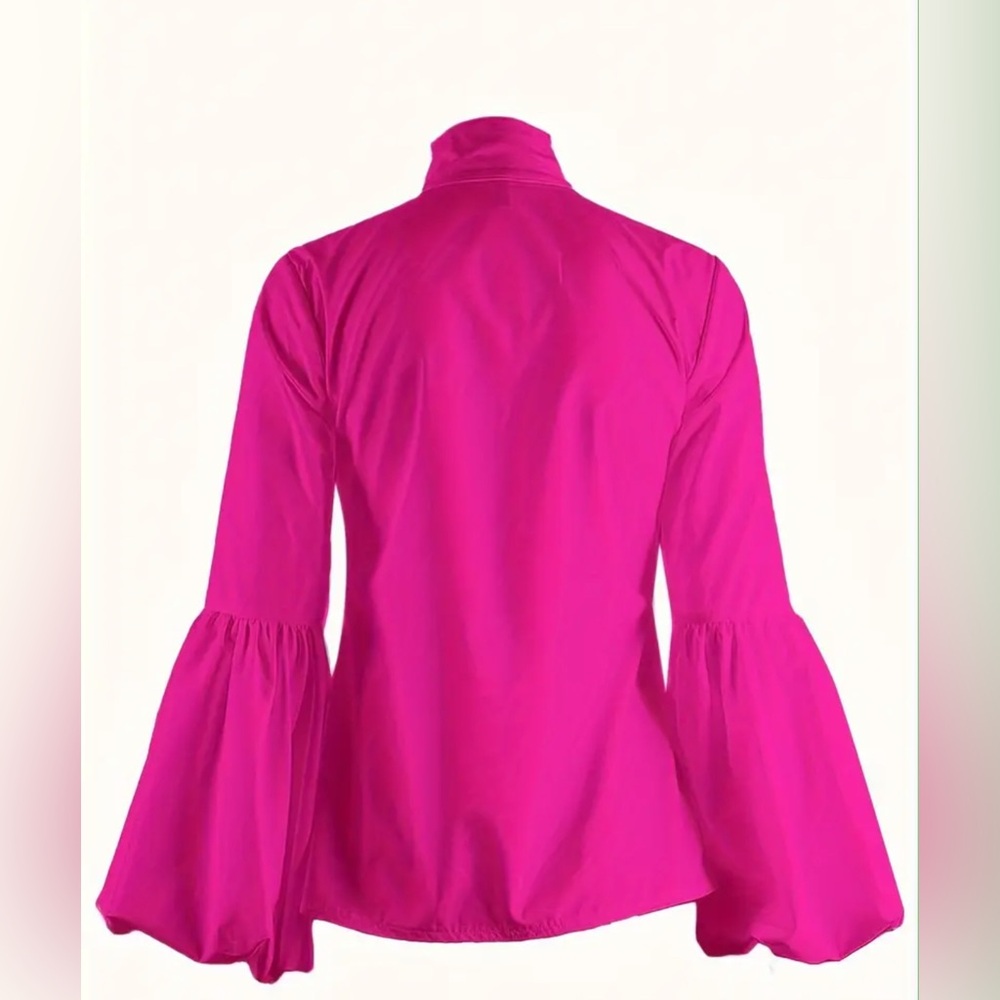 Elegant Pink Blouse with Statement Sleeves - Picture 4 of 4